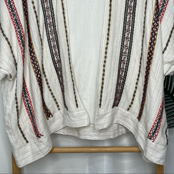 Zara Embroidered Beaded Linen Jacket Boho XS-S - Picture 4 of 8